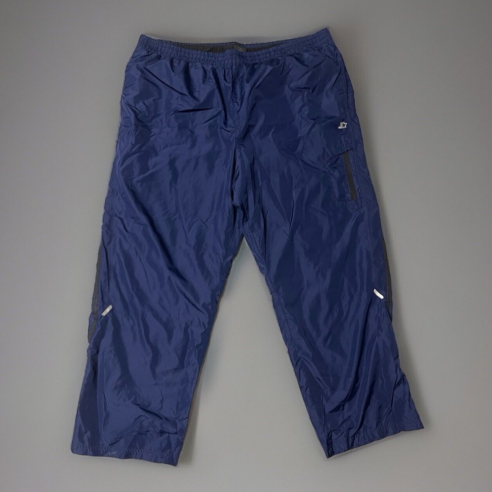 Starter Pants Mens XL Extra Large Blue Windbreaker Navy Track Retro Ankle Zip